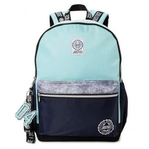 Justice Girls 17" Laptop Backpack with Lanyard Blue Color Block